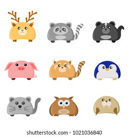 Conjunto de dibujos animados lindos kawaii vector de stock libre de