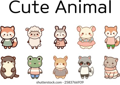 Cute Animal Character Illustration Set