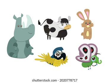 cute animal character isolated with white background