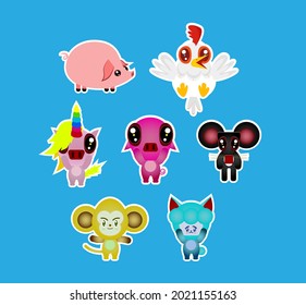 cute animal character isolated with white background