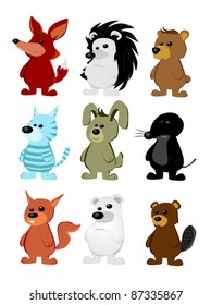 Cute animal character set