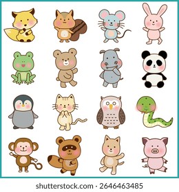 Cute Animal Character Set – Fun Poses Vector Illustration