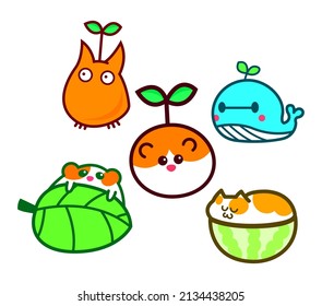 cute animal character vector set 