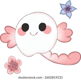Cute animal character in white pink colors