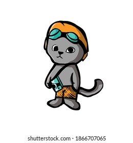 cute animal characters, cat holding camera, cat photography vector art illustration