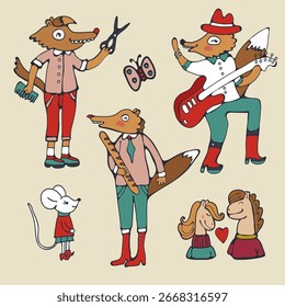 Personajes animales lindos colección en Vector