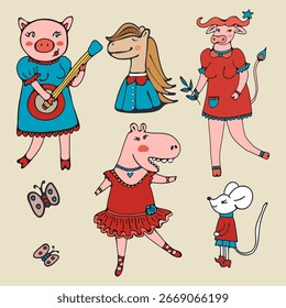 Personajes animales lindos colección en Vector