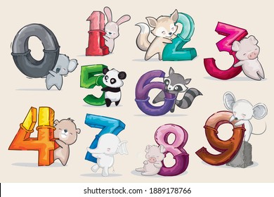 Cute animal characters with colorful number. Great for a nursery, art print, wall art, baby shower, and perfect for scrapbooking, card making, signs, stickers, t-shirts, tote bags and more!