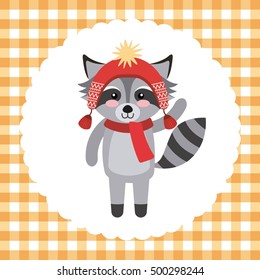 cute animal christmas celebration card vector illustration design