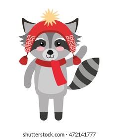 cute animal with christmas clothes vector illustration design