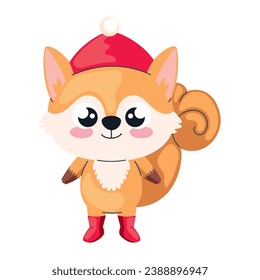 cute animal christmas fox illustration