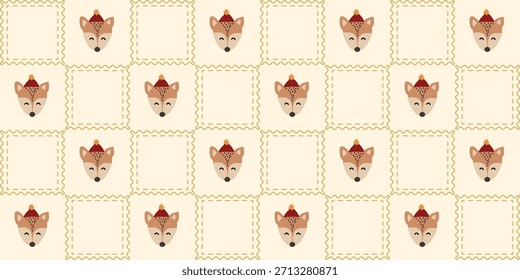 Patrón sin fisuras de Navidades de animales lindos. Coquette Patchwork edredón de Navidad de fondo para la tela, papel de embalaje, decoración y Fondo de pantalla