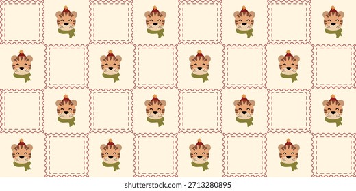 Patrón sin fisuras de Navidades de animales lindos. Coquette Patchwork edredón de Navidad de fondo para la tela, papel de embalaje, decoración y Fondo de pantalla