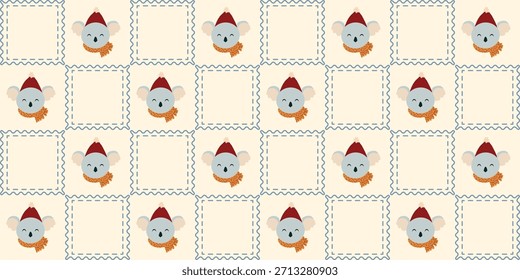 Patrón sin fisuras de Navidades de animales lindos. Coquette Patchwork edredón de Navidad de fondo para la tela, papel de embalaje, decoración y Fondo de pantalla