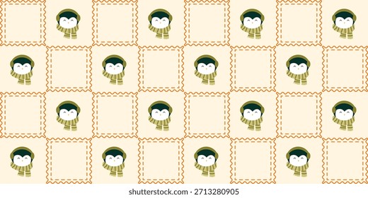 Cute Animal Christmas Seamless Pattern. Coquette Patchwork Quilt Xmas Background for Fabric, Wrapping Paper, Decor, and Wallpaper