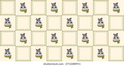 Patrón sin fisuras de Navidades de animales lindos. Coquette Patchwork edredón de Navidad de fondo para la tela, papel de embalaje, decoración y Fondo de pantalla