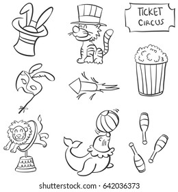 Cute animal circus doodle style
