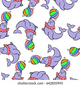Cute animal circus pattern style