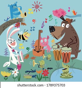 cute animal clip art concert trumpet bear