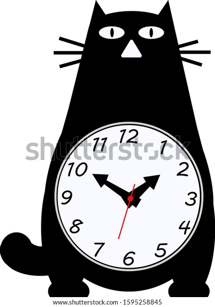 Cute Animal Clock Black White Form Stock Vector (Royalty Free) 1595258845