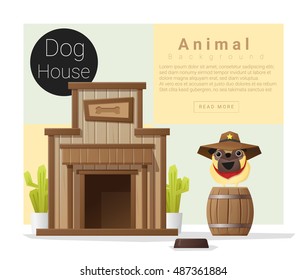 Cute animal collection Dog house , vector , illustration