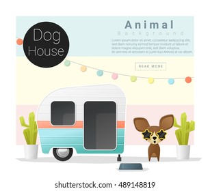 Cute animal collection Dog house , vector , illustration