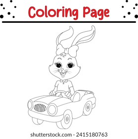 cute animal coloring page for kids. Black and white vector animals for coloring book