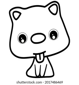 Cute animal comics vector on white background. Cute tiger, cute dog,  animal for kids concept. in cute form flash design and vector. Coloring exercises for children concept, child meditation concept