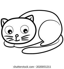 Cute animal comics vector on white background. Cute cat, cat cute, animal for kids concept. in cute form flash design and vector. Coloring exercises for children concept, child meditation concept