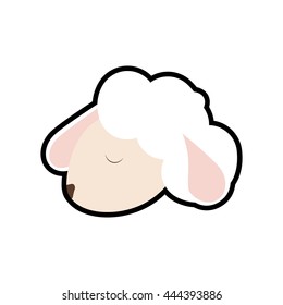 Cute animal concept represented by sheep icon. isolated and flat illustration 