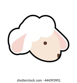 Cute animal concept represented by sheep icon. isolated and flat illustration 