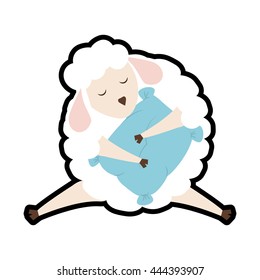 Cute animal concept represented by sheep icon. isolated and flat illustration 