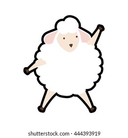 Cute animal concept represented by sheep icon. isolated and flat illustration 