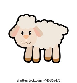 Cute animal concept represented by sheep icon. isolated and flat illustration 