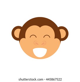 Cute animal concept represented by head of cartoon monkey icon. Isolated and Flat illustration