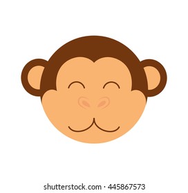 Cute animal concept represented by head of cartoon monkey icon. Isolated and Flat illustration