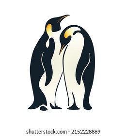 Cute animal  Couple penguin  loving couple Vector illustration for poster  postcard  
