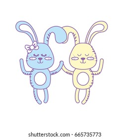 cute animal couple rabbit together