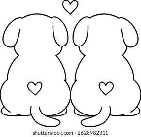A cute animal couple sitting together, showcasing love with heart shapes