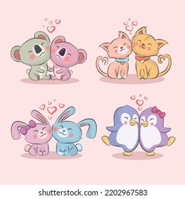 Cute animal couples valentines