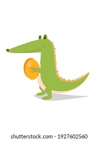 Cute Animal crocodile playing music intrument, vector illustration EPS10