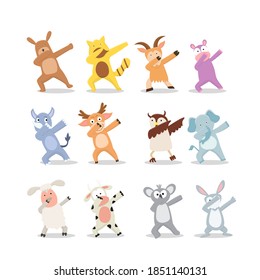 Cute animal dabbing illustration collection