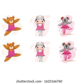 CUTE ANIMAL DANCING CARTOON VECTOR