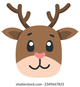 cute animal deer icon, flat illustration for your design flat style