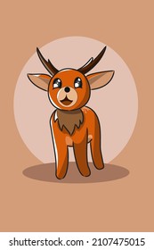 Cute animal deer smile character design illustration