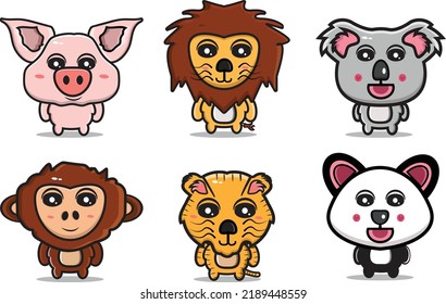 diseño de animales adorables al estilo chibi