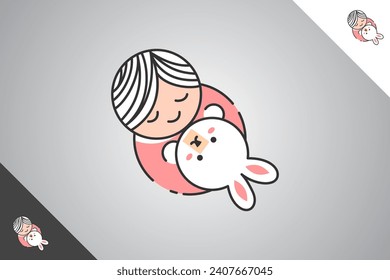Cute animal design element. Babies, daycare and parenting logo identity template. Perfect logo for business related to daycare and parenting symbol business. Isolated background. Vector eps 10.