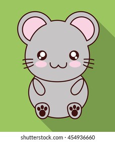 Cute animal design represented by kawaii mouse icon. Colorfull and flat illustration. 