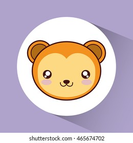 Cute animal design represented by kawaii bear icon over circle. Colorfull and flat illustration. 