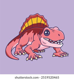 Cute animal Dimetrodon cartoon character vector Illustration.